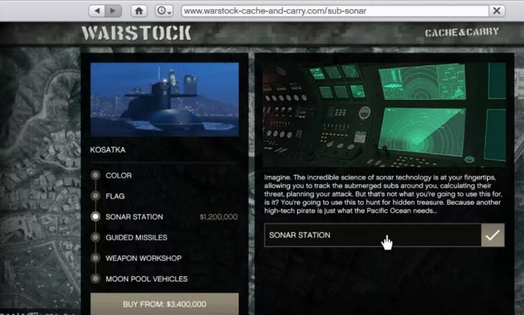Stazione sonar Killer Whale gratuita di GTA Online