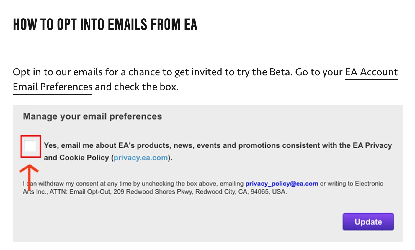 Email di accesso alla beta di FIFA 21