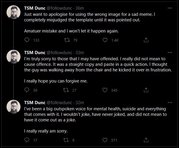 TSM suicida twitta scuse