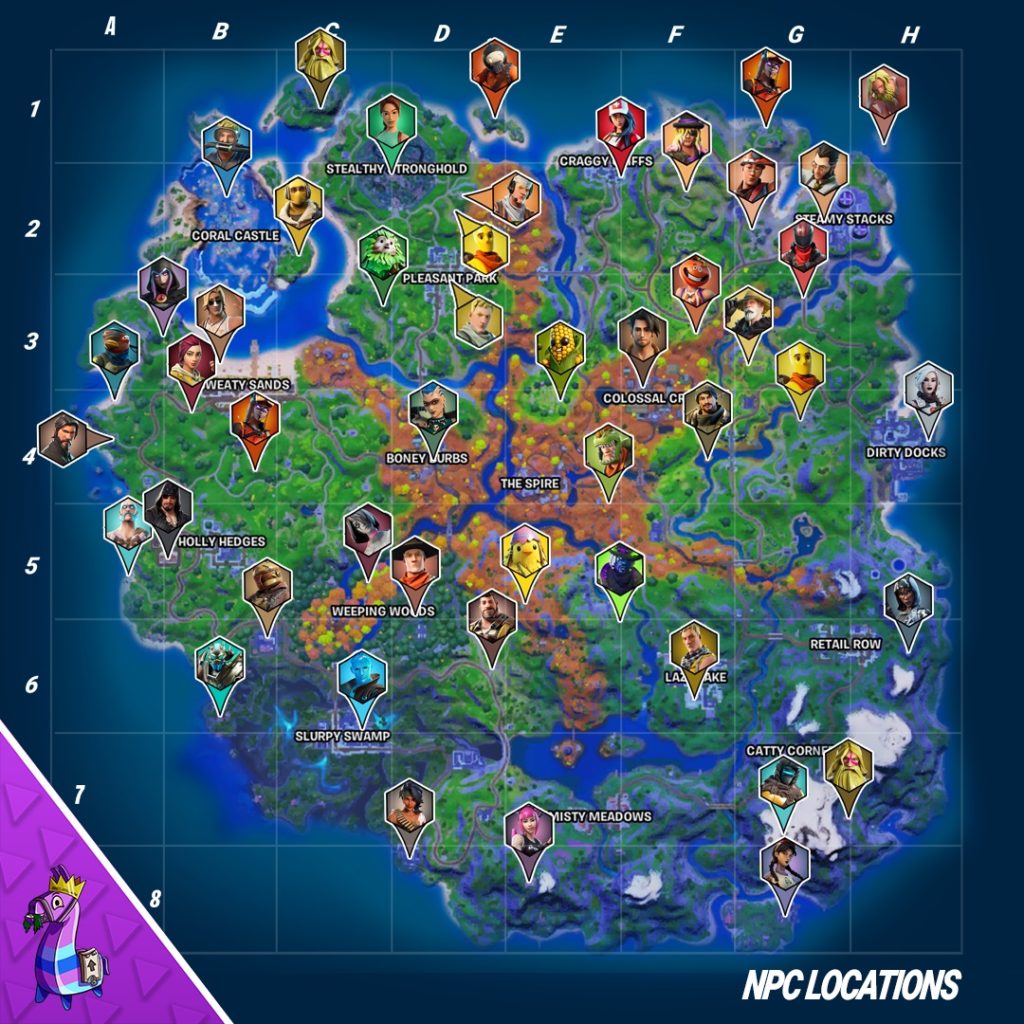 Mappe della stagione 6 di Fortnite con NPC