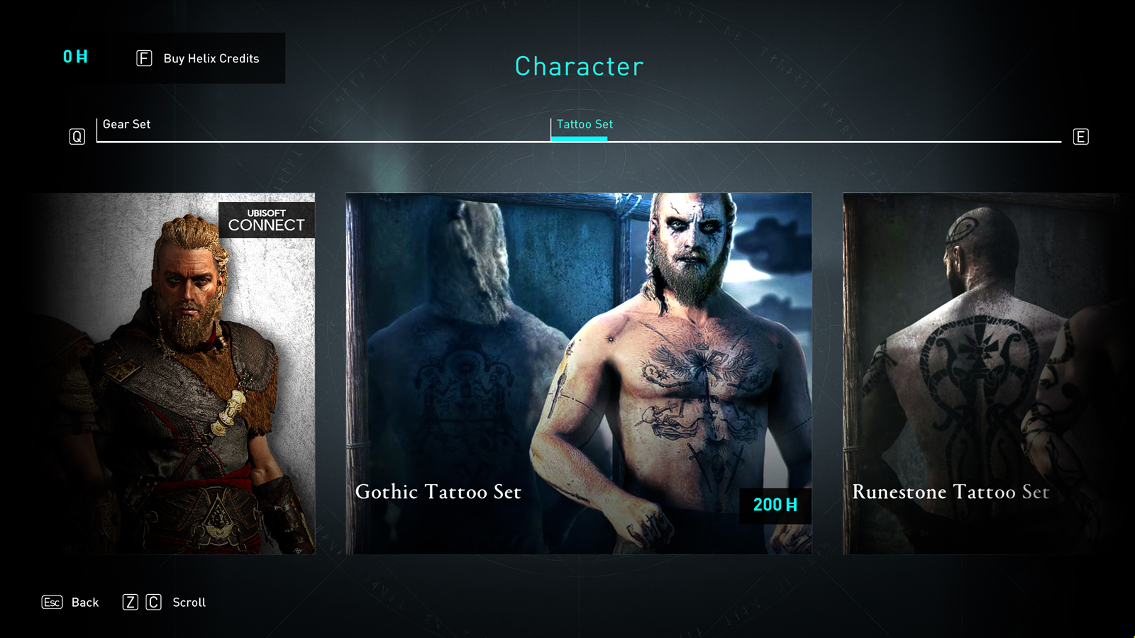 Set di tatuaggi gotici nel negozio Ubisoft di Assassin's Creed Valhalla