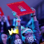 Suning fan holding sign at League of Legends World Championship 2021