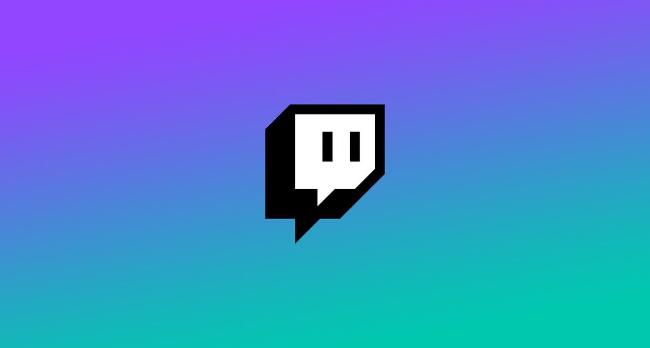 Il logo di Twitch visualizzato su uno sfondo sfumato dal viola al verde acqua.