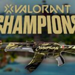 Valorant breeze map blurred with Champions Logo and Vandal