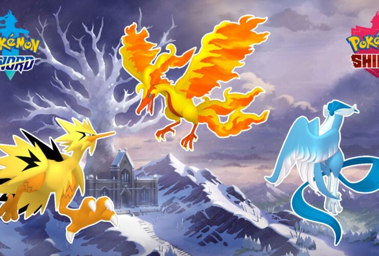Shiny Galarian Zapdos, Moltes, and Articuno appearing in Pokemon Sword and Shield