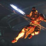 Destiny 2 guardian flying through the air