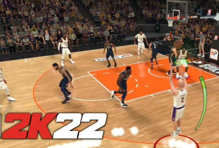 nba 2k22 shooting a 3-pointer in a match