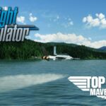 top gun plane flying over water in microsoft flight simulator