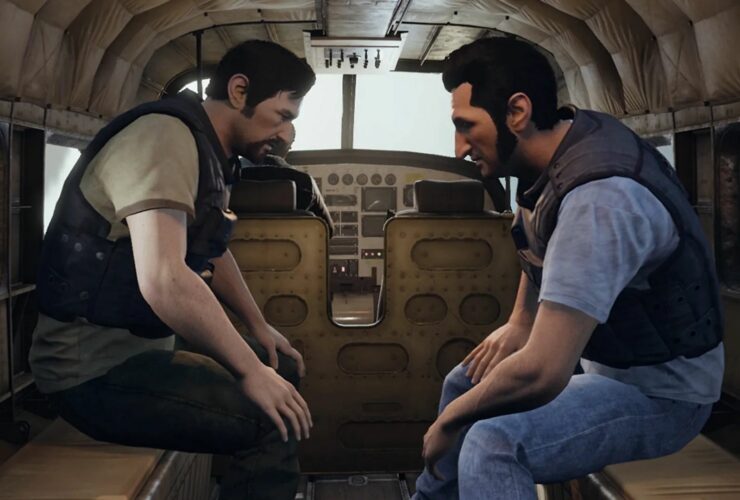leo and vincent sitting in a plane in a way out