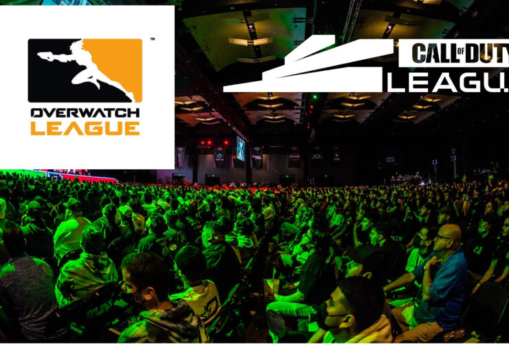 CDL and OWL franchise logos in crowd