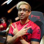 Sentinels Valorant player ShahZam throws up to peace signs at VCT Champions