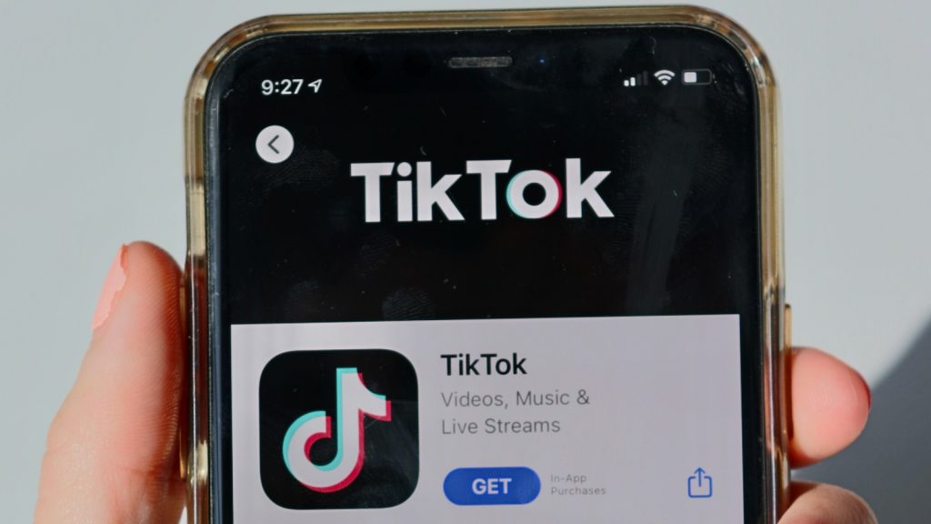 Logo TikTok su un telefono