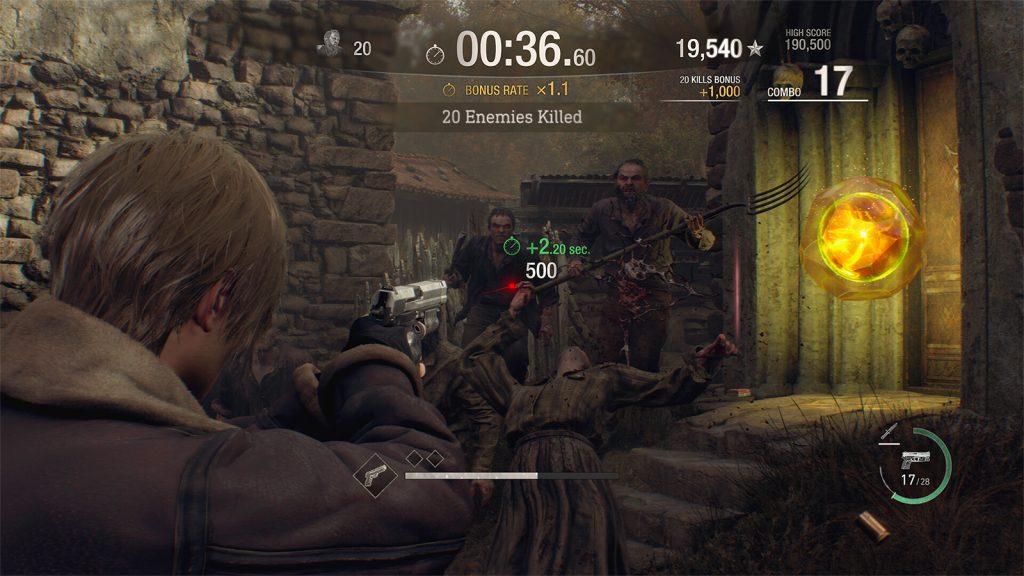Uno screenshot della modalità Mercenari nel remake di Resident Evil 4