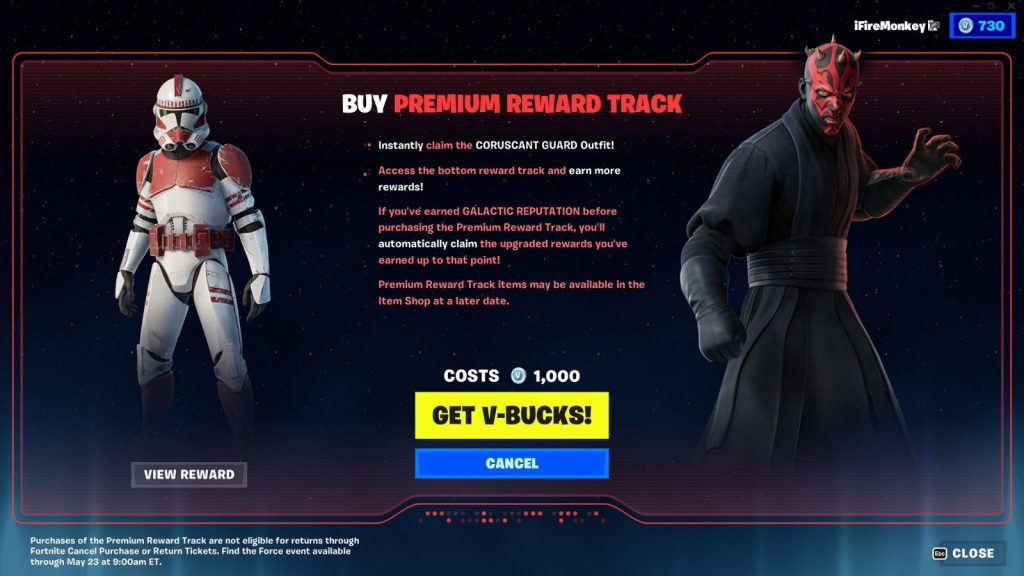 Traccia ricompensa Fortnite Find the Force Premium