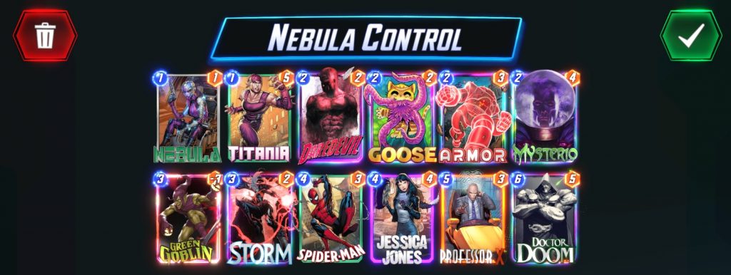 Mazzo di controllo della nebulosa in Marvel Snap