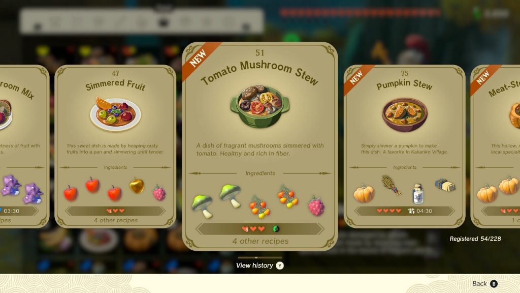alcune ricette in The Legend of Zelda: Tears of the Kingdom